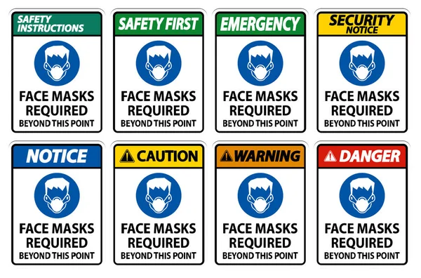 Yüz Maskeleri Şaretin Ötesinde Beyaz Arkaplanda Zole Edilmeli — Stok Vektör