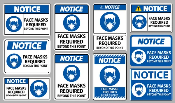 Notice Face Masks Required Point Sign Isolate White Background — Stock Vector
