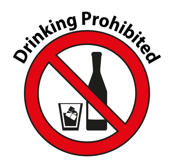 Trinken Verboten Kein Alkoholschild Isoliert Auf Weißem Hintergrund — Stockvektor