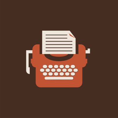 İzole daktilo simgesi. Yazarlar için düz vektör