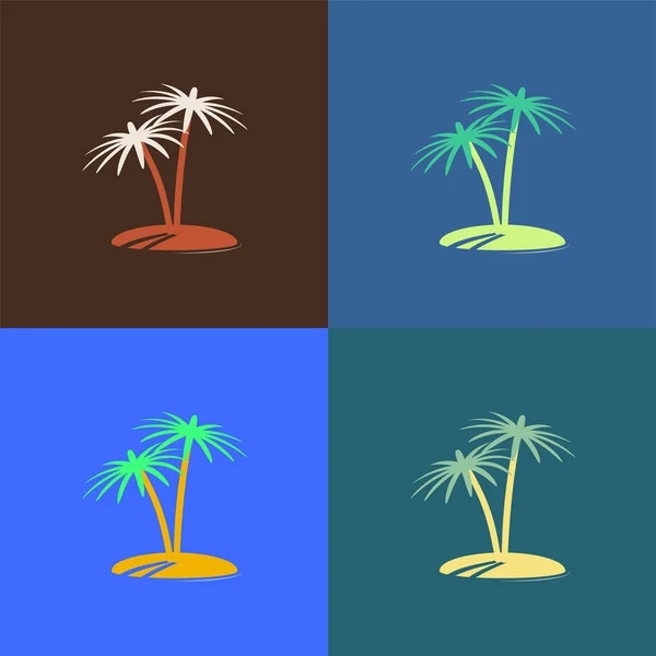 Symbol ostrova Palm stromu. Barevné vektorové sada — Stockový vektor
