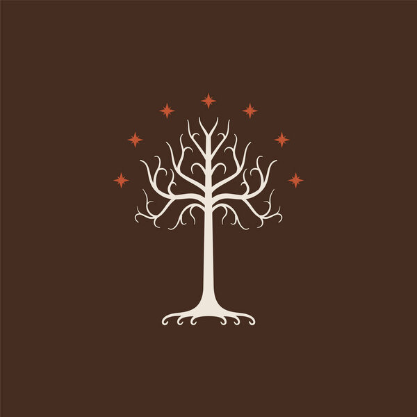 White Tree of Gondor. Isolated on brown background