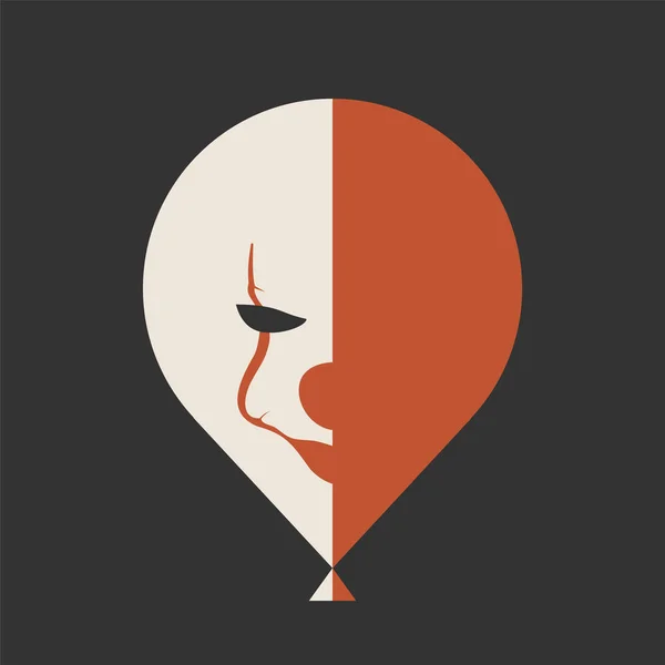 Het Filmpictogram Evil Clown Gezicht Rode Ballon — Stockvector