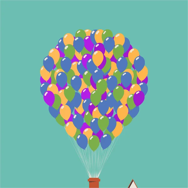 Icono Película Casa Aire Globos Ilustración Vectorial Del Sueño — Vector de stock