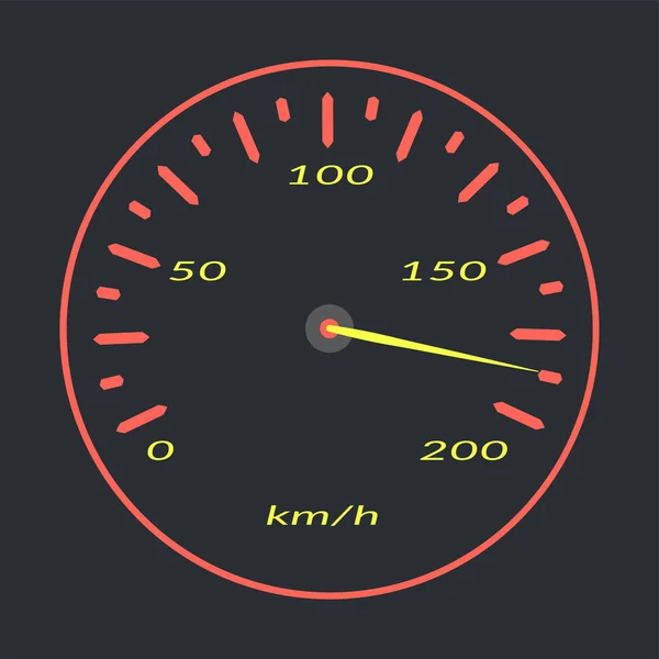 Car speedometer with red lights. Isolated vector — Stock Vector