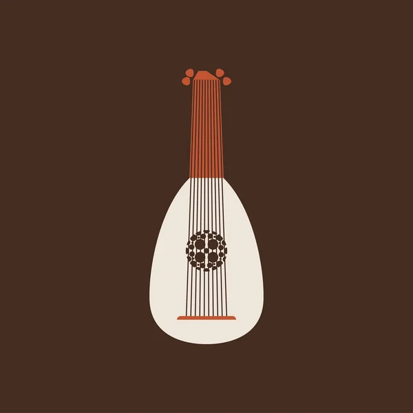 Icono de vector plano de laúd. Instrumento de música folclórica — Archivo Imágenes Vectoriales