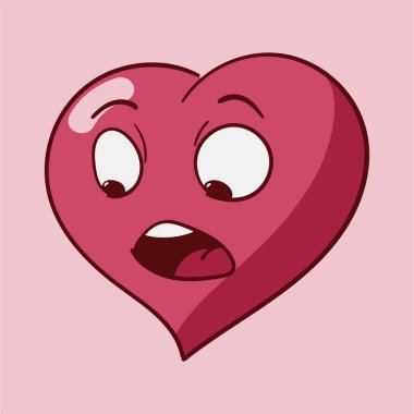 Komik karikatür kalp karakter duygular, St Sevgililer gül arka plan üzerinde ayarla simgeler vektör