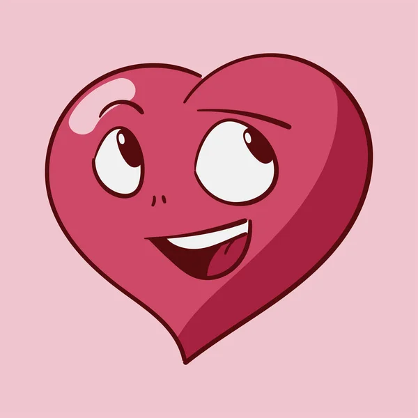 Funny Cartoon Heart Character Emotions Valentines Vector Icons Set Rose — Stock Vector
