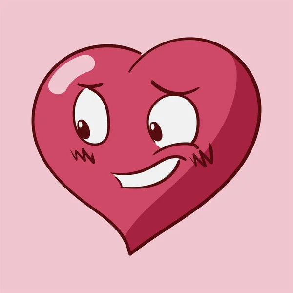 Emocje Charakter Serce Śmieszne Kreskówki Walentynki Wektor Ikony Ustaw Tle — Wektor stockowy