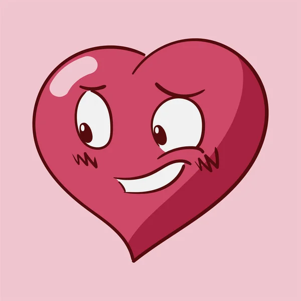 Funny cartoon heart character emotions, St Valentines vector icons set on rose background