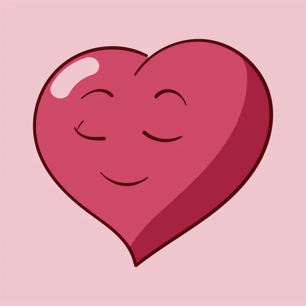 Funny cartoon heart character emotions, St Valentines vector icons set on rose background