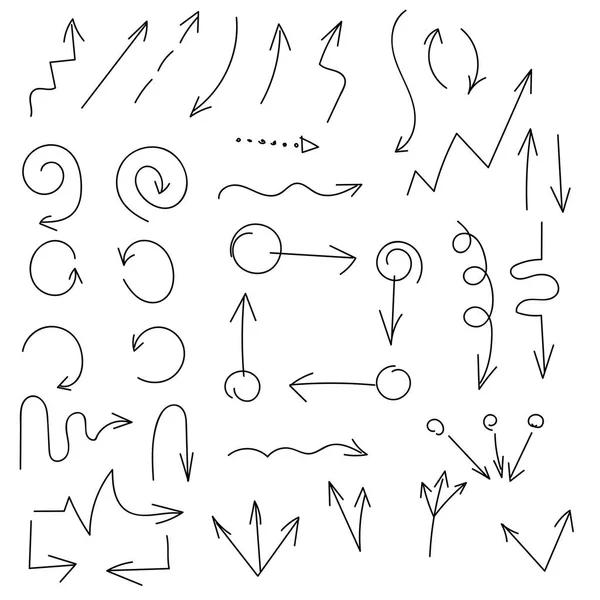 黑色手绘箭头设置 不同的箭头 — 图库矢量图片