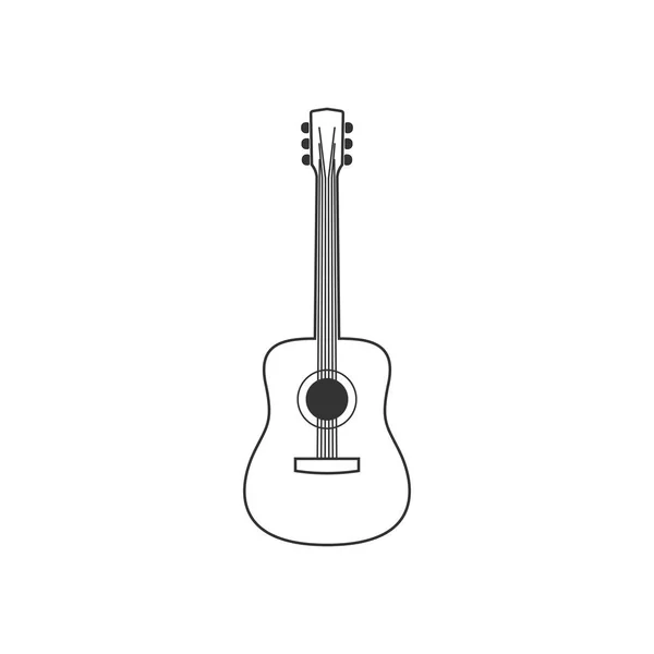 Guitarra acústica icono en blanco y negro. Aislado Vector String enfermo . — Archivo Imágenes Vectoriales