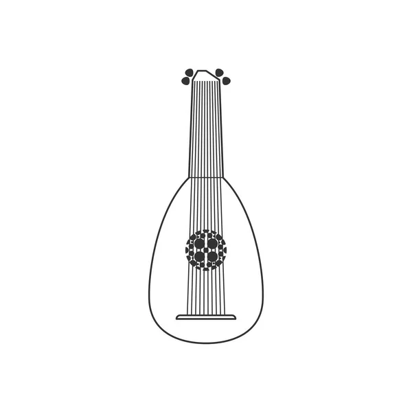 Icono plano en blanco y negro de Lute. Aislado Vector String enfermo . — Archivo Imágenes Vectoriales