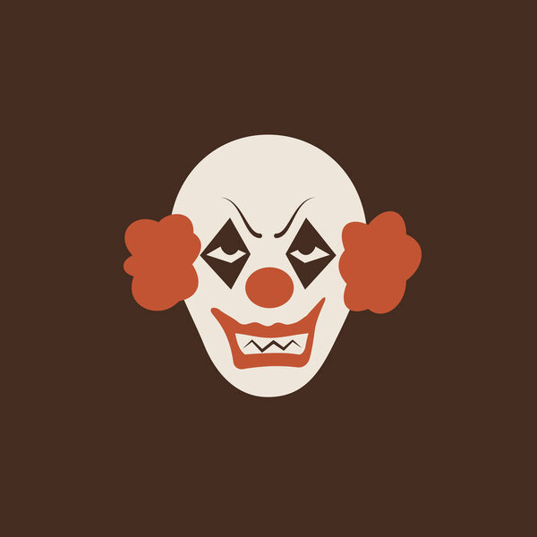 Duotone Cartoon halloween scary clown icon. Smiley and evil emotions
