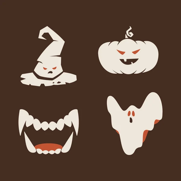 Duotone Cartoon Halloween σύμβολα που. Χαμογελαστά και κακά συναισθήματα — Διανυσματικό Αρχείο