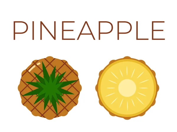 Ananas, ananas vektörü ve dilimlenmiş ananas, beyaz arka planda ananas.