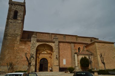 Main Facade Of The Church Of The Savior In Cifuentes. Architecture, Religion Travel. March 18, 2016.Cifuentes, La Alcarria, Guadalajara, Castilla La Mancha, Spain. clipart