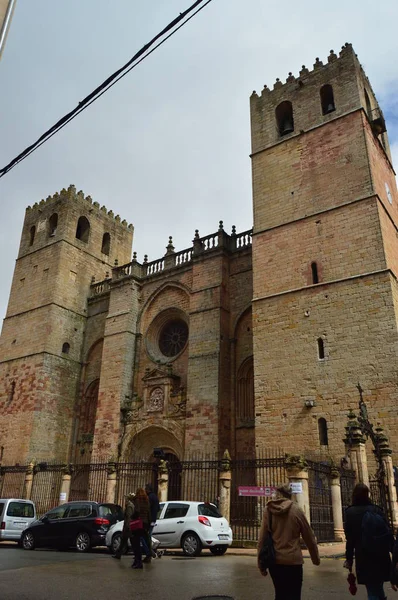 Beautiful Entrance Cathedral Santa Maria Siguenza Architecture Travel Renaissance March — Stock Photo, Image