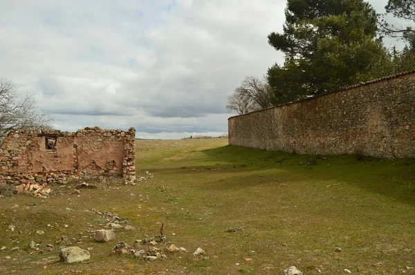 Meraviglioso Muro Pietra Medievale Sulla Nostra Passeggiata Medinaceli Marzo 2016 — Foto Stock