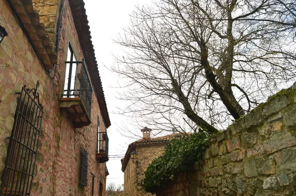 Schöne Steinhäuser Auf Unserem Spaziergang Dorf Medinaceli Architektur Geschichte Reisen — Stockfoto