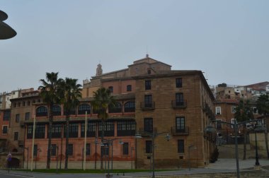 Ana cephe çok yağmurlu günde Calahorra Katedrali. Mimari, sanat, tarih, seyahat. 29 Aralık 2015. Calahorra, La rioja. İspanya.