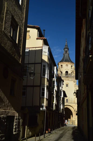 Mooie Straatjes Met Kathedraal Achtergrond Vitoria Architectuur Kunst Geschiedenis Reizen — Stockfoto