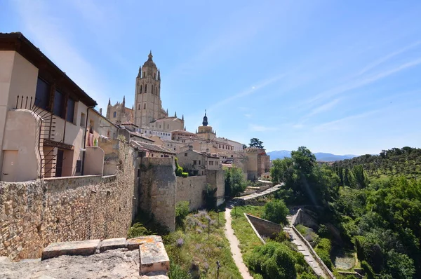 Hermosas Vistas Privilegiadas Catedral Los Edificios Centrales Segovia Arquitectura Historia —  Fotos de Stock