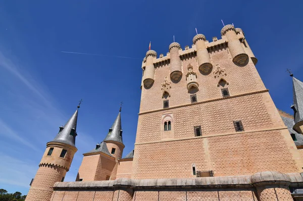 Der Zentrale Turm Der Hauptfassade Des Alcazar Schlosses Segovia Architektur — Stockfoto