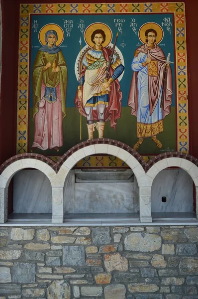 Église Orthodoxe Konstantinos Sur Façade Principale Ces Belles Peintures Ont — Photo