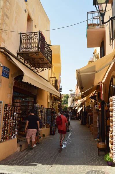 Calles Estrechas Barrio Estilo Veneciano Chania Repeltas Tiendas Recuerdos Historia — Foto de Stock