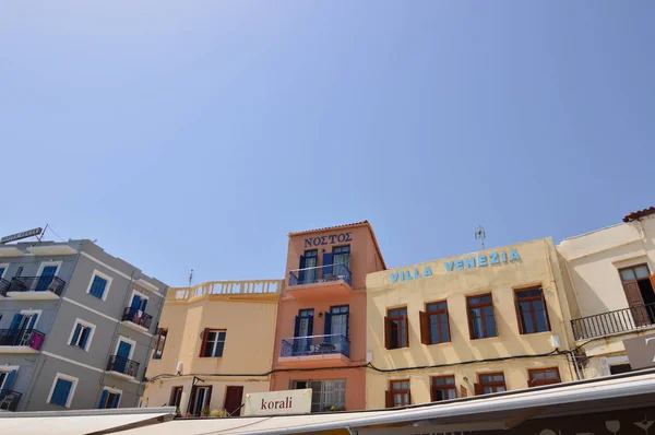 Hermosas Casas Estilo Veneciano Parte Superior Puerto Chania Historia Arquitectura —  Fotos de Stock