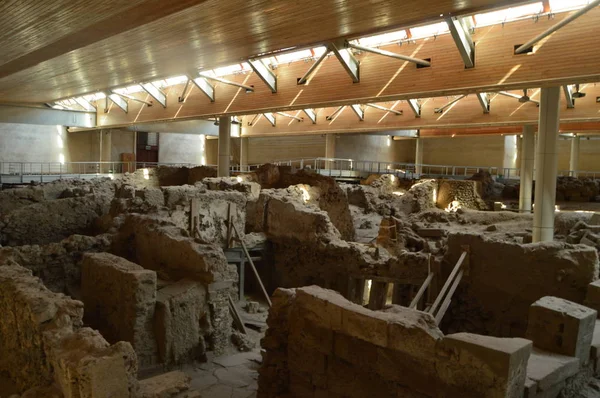 세트는 Acrotiri의 고고학 사이트에 고고학 2018 산토리니 그리스 — 스톡 사진