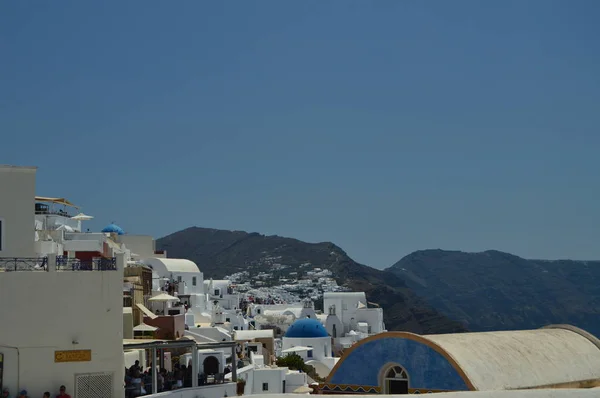 Endless Line Houses Mountain Summit Oia Santorini Island Architecture Landscapes — Stock Photo, Image