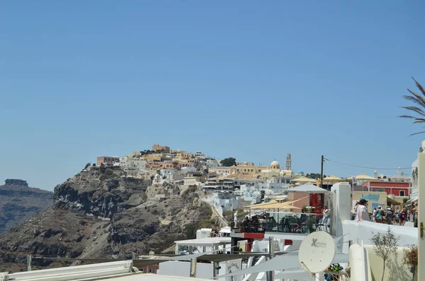 Belas Vistas Cimeira Fira Ilha Santorini Viagens Cruzeiros Arquitetura Paisagens — Fotografia de Stock