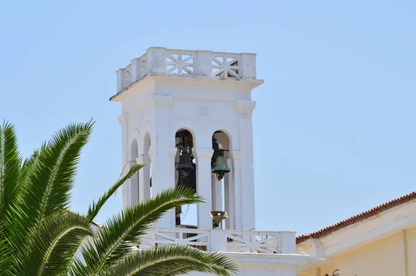 Campanario Hermosa Iglesia San Nicolás Nafplio Arquitectura Viajes Paisajes Cruceros —  Fotos de Stock