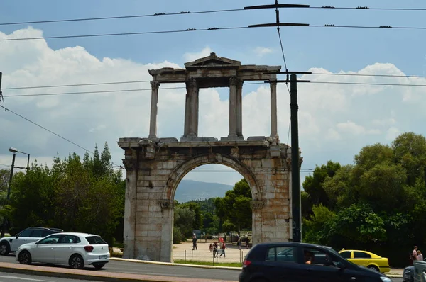 Arco Adriano Puerta Adriano Atenas Acroplis Atenas Historia Arquitectura Viajes —  Fotos de Stock