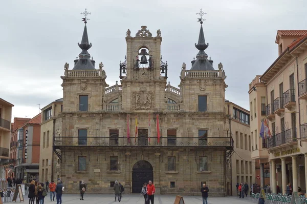 Fachada Principal Prefeitura Dia Nublado Astorga Arquitetura História Caminho Santiago — Fotografia de Stock