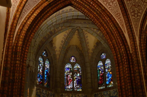 Glasmalerei Inneren Des Bischofspalastes Astorga Architektur Geschichte Camino Santiago Reisen — Stockfoto