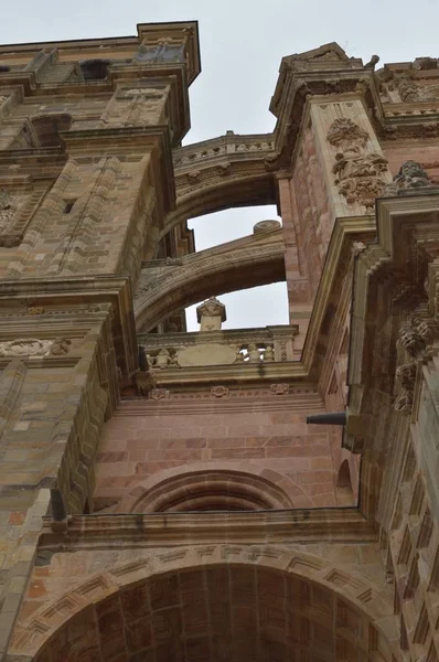 Arcos Fachada Principal Catedral Astorga Arquitectura Historia Camino Santiago Viajar — Foto de Stock