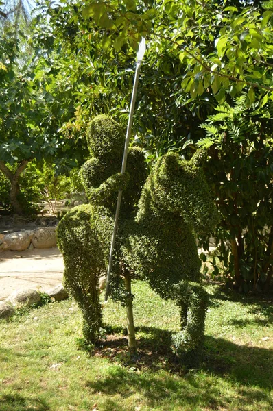 Knight Of The Round Table And His Spear Recreated In A Fern Sculpture. November 14, 2018. Madrid. Spain. Nature, Travel, Landscapes, Topiary Art.