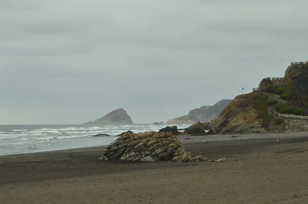 Hermosa Roca Centro Playa Los Quebrantos Día Lluvioso Julio 2015 — Foto de Stock