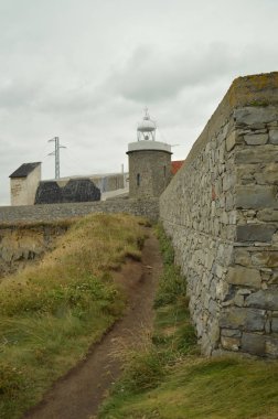 Cape De Vidio güzel deniz feneri. 30 Temmuz 2015. Manzara, Doğa, seyahat. Cudillero, Asturias, İspanya.
