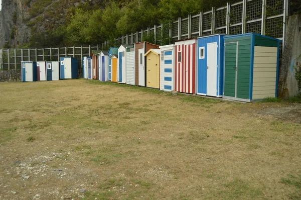 Luarca Beach Picturesque Renkli Odalar Değiştirme Ile Temmuz 2015 Seyahat — Stok fotoğraf