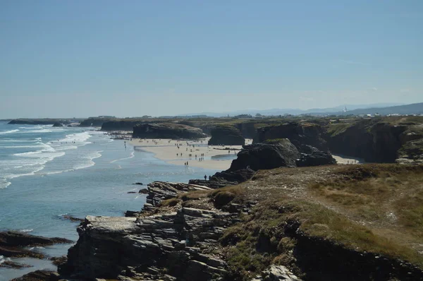 Geological Formations Shore Beach Cathedrals Ribadeo Agosto 2015 Geología Paisajes — Foto de Stock