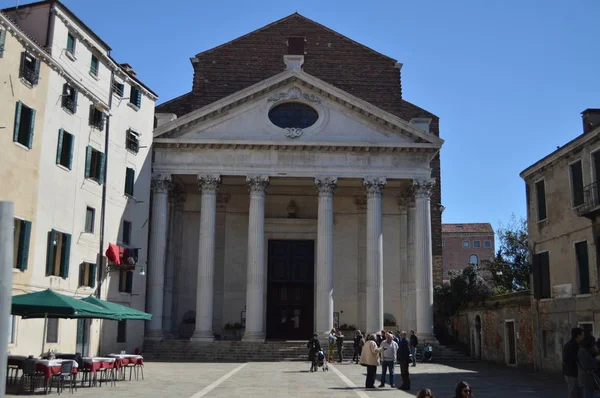 Fassade Der Kirche Von San Tolentini Venedig Reisen Urlaub Architektur — Stockfoto