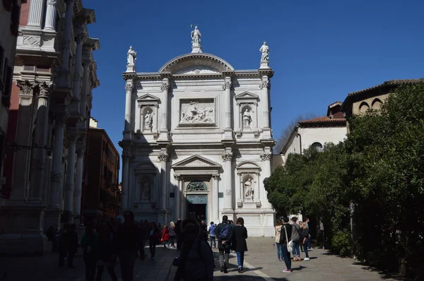 威尼斯圣罗克教堂的门面 2015年3月27日 威尼斯 威尼托地区 意大利 — 图库照片