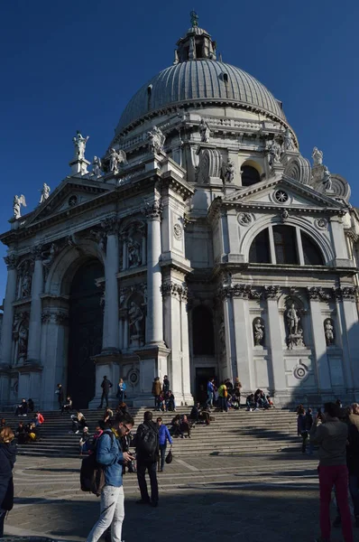 威尼斯圣玛丽亚德拉教堂敬礼的主要门面 2015年3月28日 威尼斯 威尼托地区 意大利 — 图库照片