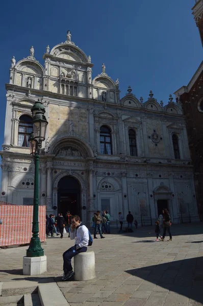 Hauptfassade Der Großen San Marco Schule Campo Santi Giovanni Und — Stockfoto