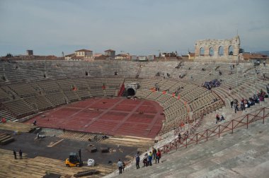 Verona Verona Arena tiyatroda iç avlusu. Seyahat, tatil, mimari. 30 Mart 2015. Verona, Veneto bölgesinde, İtalya.